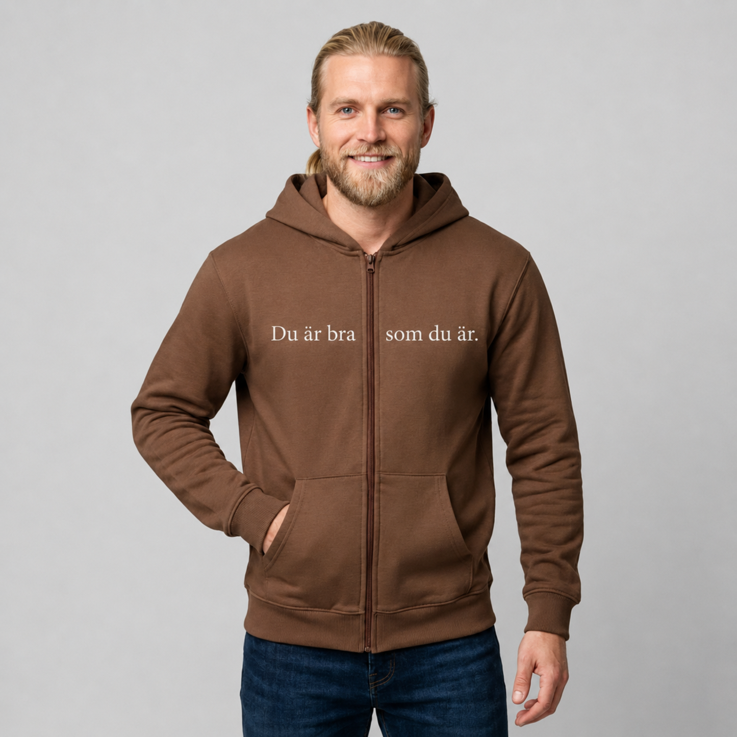 Du är bra som du är zip-up hoodie