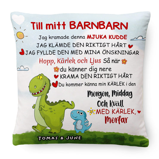 Till mitt barnbarn - Personlig Premiumkudde med Dinosaurietema™