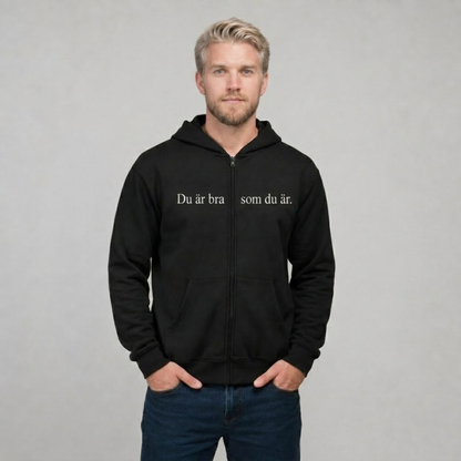 Du är bra som du är zip-up hoodie