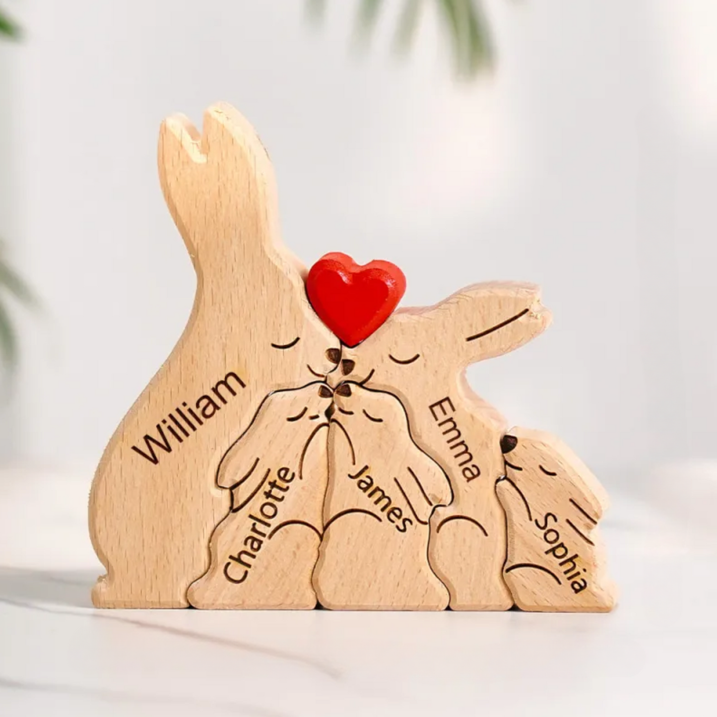 Påskhare-pussel - Present till familjen - Personligt träpussel