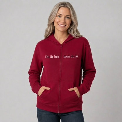 Du är bra som du är zip-up hoodie