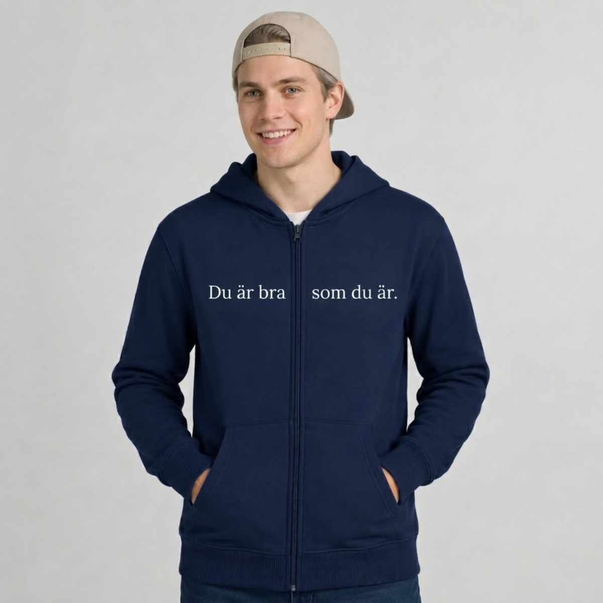 Du är bra som du är zip-up hoodie