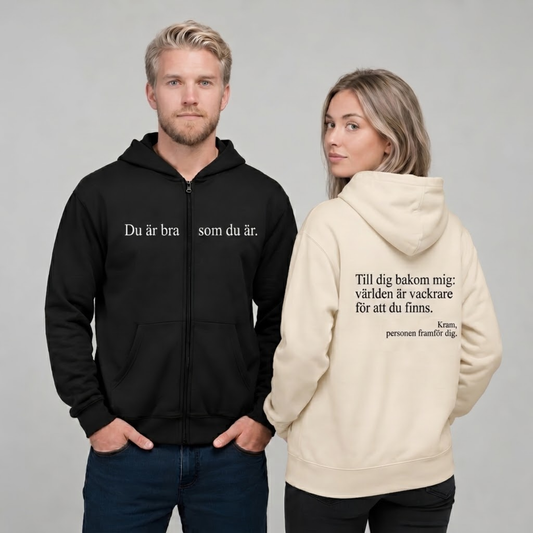 Du är bra som du är zip-up hoodie